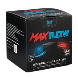 Уголь д/кальяна CROWN MAX FLOW размер 26 мм, 64 кубика
