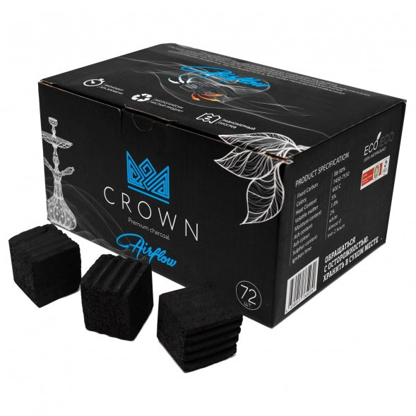 Уголь для кальяна CROWN AIRFLOW размер 25 мм, 72 кубика фото 1